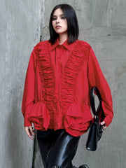 Oversized Ruffle Blouse Top