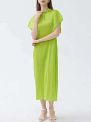 Truly Pleated Stand Collar Dress