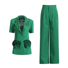 Luxury Sequin Rose Pant Suit Set
