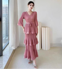 Luxury Pleated Tiered Dress