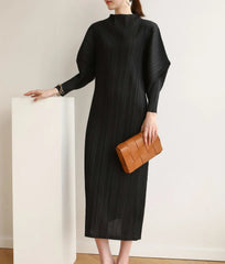 Truly Pleated Batwing Sleeve Dress