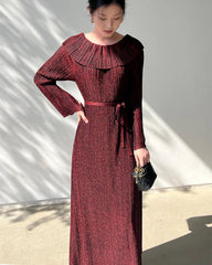 Pleated Off-Shoulder Dress