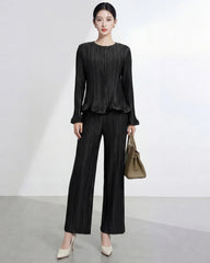 Elegant Pleated Pant & Top Set