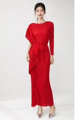 Luxury Plissé Asymmetric Dress
