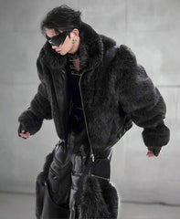 Men's Luxury Faux Fur Biker Jacket