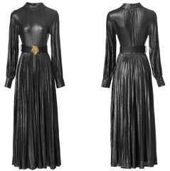 Audrey Metallic Mock-Neck Midi Dress