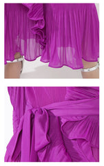 Ruffle Pleated V-Neck Dress