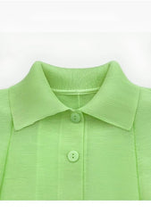 Pleated Set Top & Pull-On Skirt