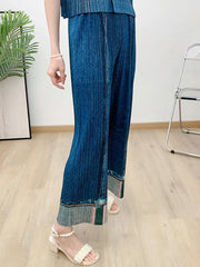 Plissé Pleated Denim-Inspired Shirt & Pants