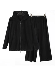 Couture Plissé Pleated Hoodie & Flared Trousers