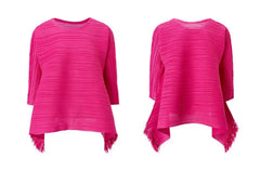 Plissé Asymmetric Fringe Top