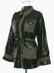 HEYFANCYSTYLE Glimmering Sequins Jacket