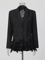 3D Floral Appliqué Blazer