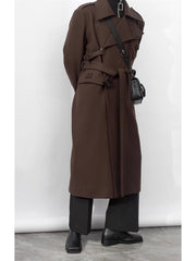 Men's Rich Brown Designer Wool Trench Coat