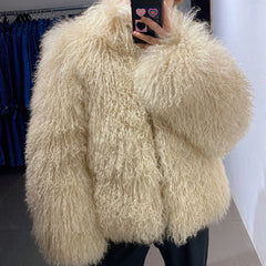 100% Genuine Mongolian Lamb Fur Coat