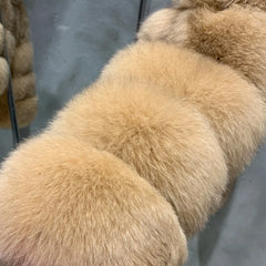 Ladies Fox Fur Crop Bomber Jacket