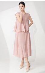 Pleated Sleeveless Top & Skirt Set