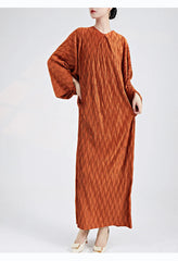 Genuine Pleated Batwing Sleeve Midi Dress