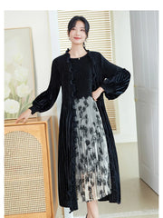 Couture Truly Pleated Dress & Cardigan Set