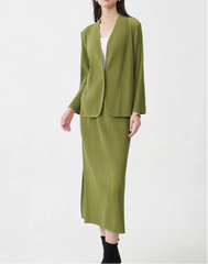 Premium Pleats Skirt Suit Set