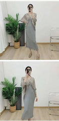 Luxury Pleated Tassel V-Neck Dress