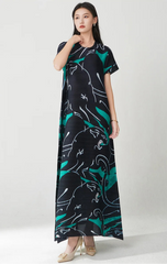 Pleated Geometric Lines Dress
