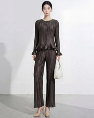 Elegant Pleated Pant & Top Set