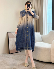 Premium Plisse Denim Dress