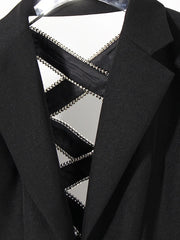 HEYFANCYSTYLE Elegant Chic Black Bow Rhinestones Blazer