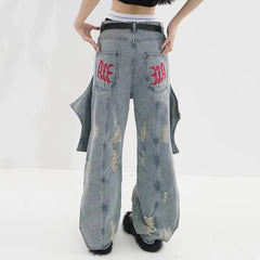HEYFANCYSTYLE Retro-Inspired Shark Fins Jeans
