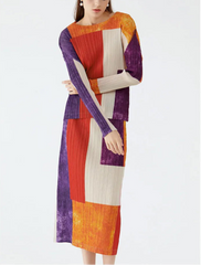 Geometric Plissé Top & Skirt