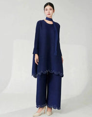 2-Piece Luxe Plissé Pant Suit