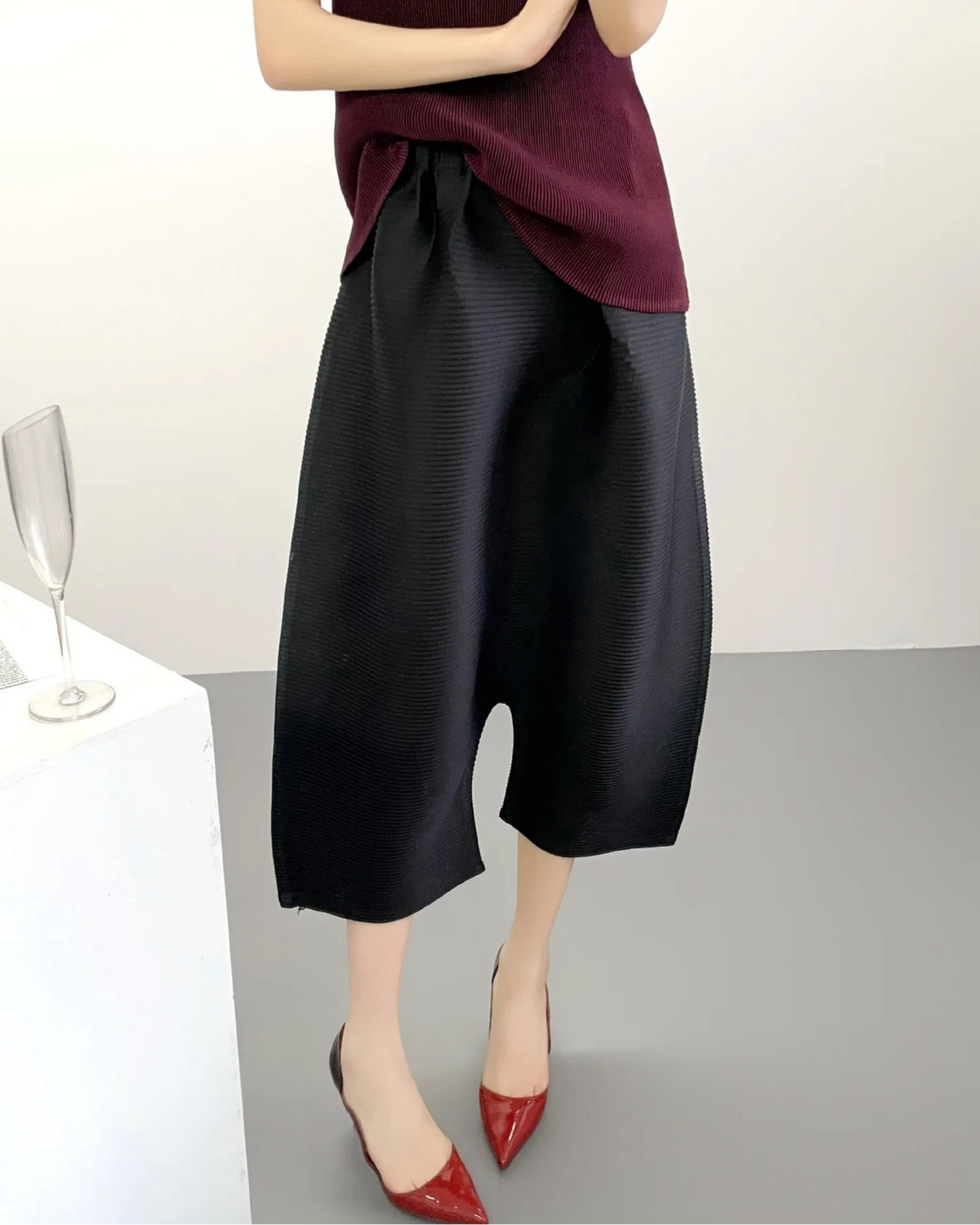 Luxury Pleated Cropped Culottes