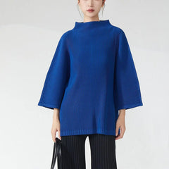 Truly Pleated High-Neck Blouse Top