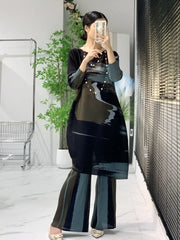 Luxury Plissé Tunic & Wide-Leg Pant