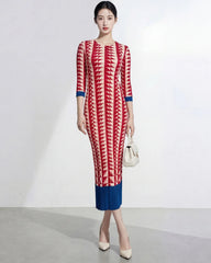 Luxury Pleated 3/4 Sleeve Dress
