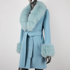 Women's Petite Cashmere & Wool Coat - Fox Fur