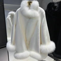Women's 100% Wool & Fox Fur Coat