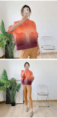 Pleated Ombre Blouse Top