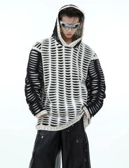 Men's Popover Knitted Studded Hoodie