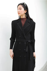 Truly Pleated Stretchy Long Coat