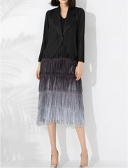 Pleated Fringe Dress & Blazer Set
