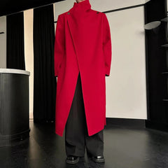 Men's Red Wool Blend Trench Coat