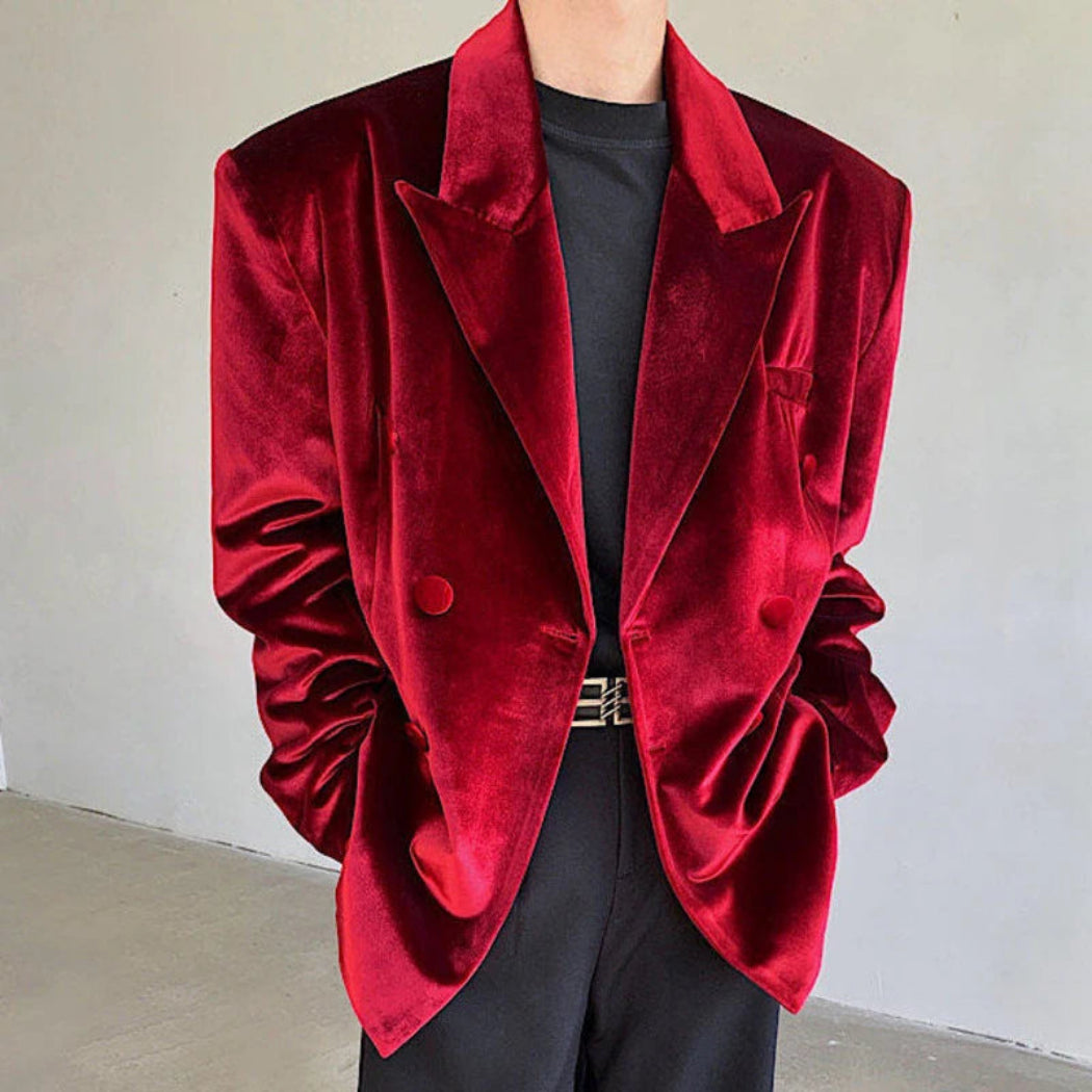 Luxury Men's Red Velvet Blazer