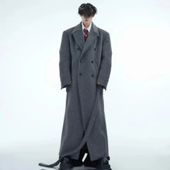 Men's Extra Long Wool Trench Coat - Cozy Luxury