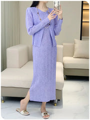 Truly Pleated Cardigan & Dress Set