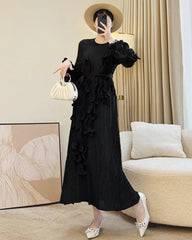 Elegant Pleated Ruffle Dress