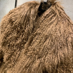 100% Real Curly Shearling Fur Long Coat