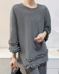 Ruffle Fully-Pleated Top