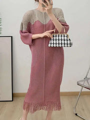 Luxury Plissé Dress with Tassel